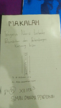 Image of PENGARUH NUTRISI TERHADAP PERTUMBUHAN KACANG HIJAU