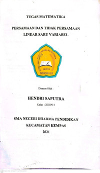 Image of PERSAMAAN DAN TIDAK PERSAMAAN LINEAR SATU VARIABEL